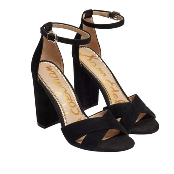 Sam Edelman YANCY ANKLE STRAP SANDAL shoes neutral black suede women’s 9 dressy - Picture 1 of 15